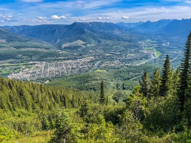 View of town and the Elk River from Fernie Mountain - Fernie, British Columbia