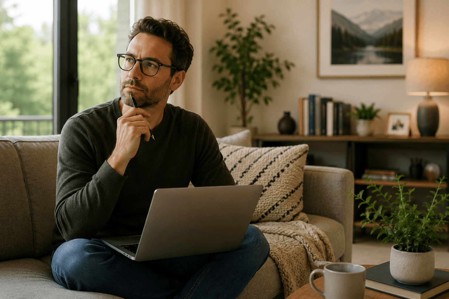 man writing on laptop